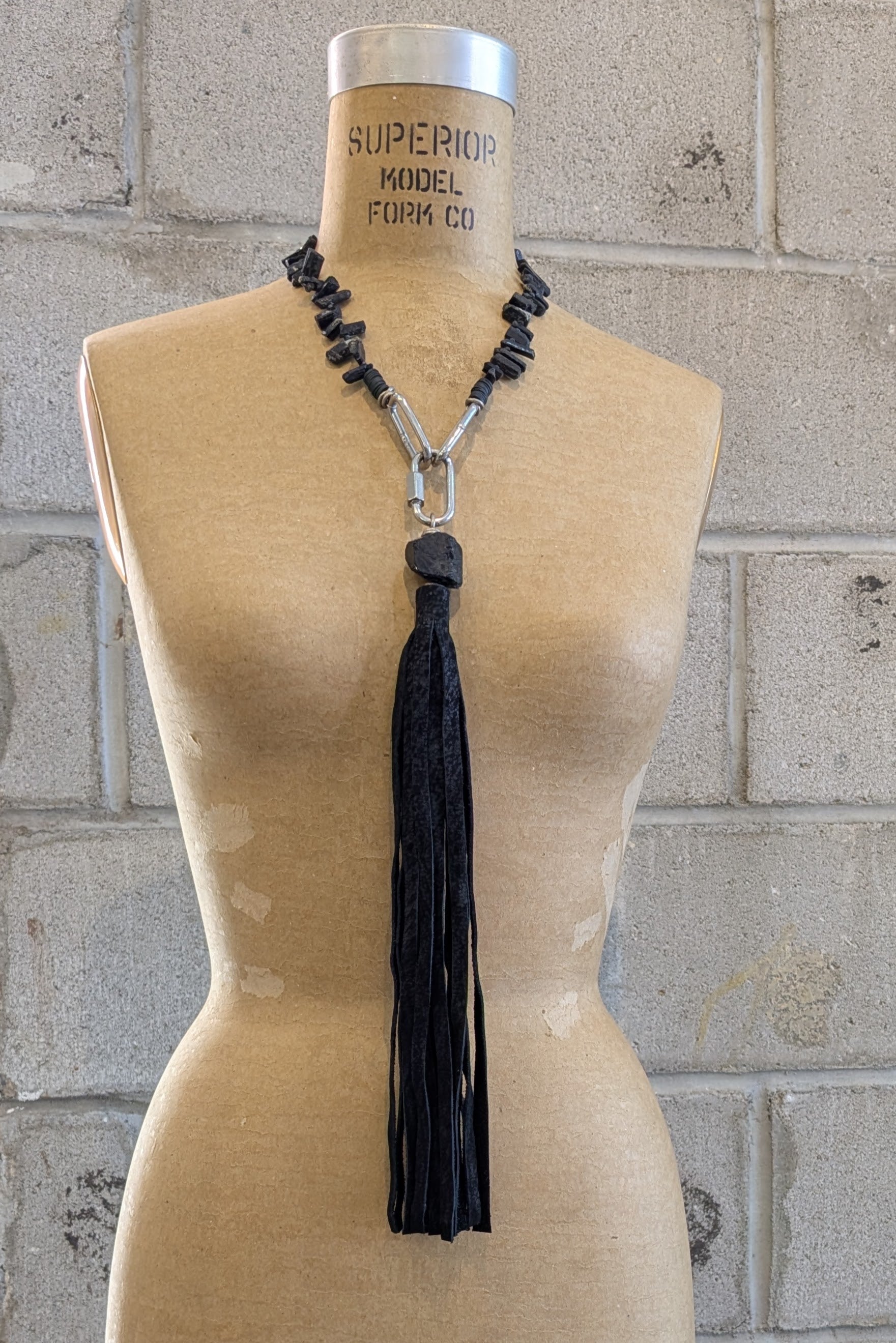 Mya Lambrecht - Tourmaline leather tassel necklace