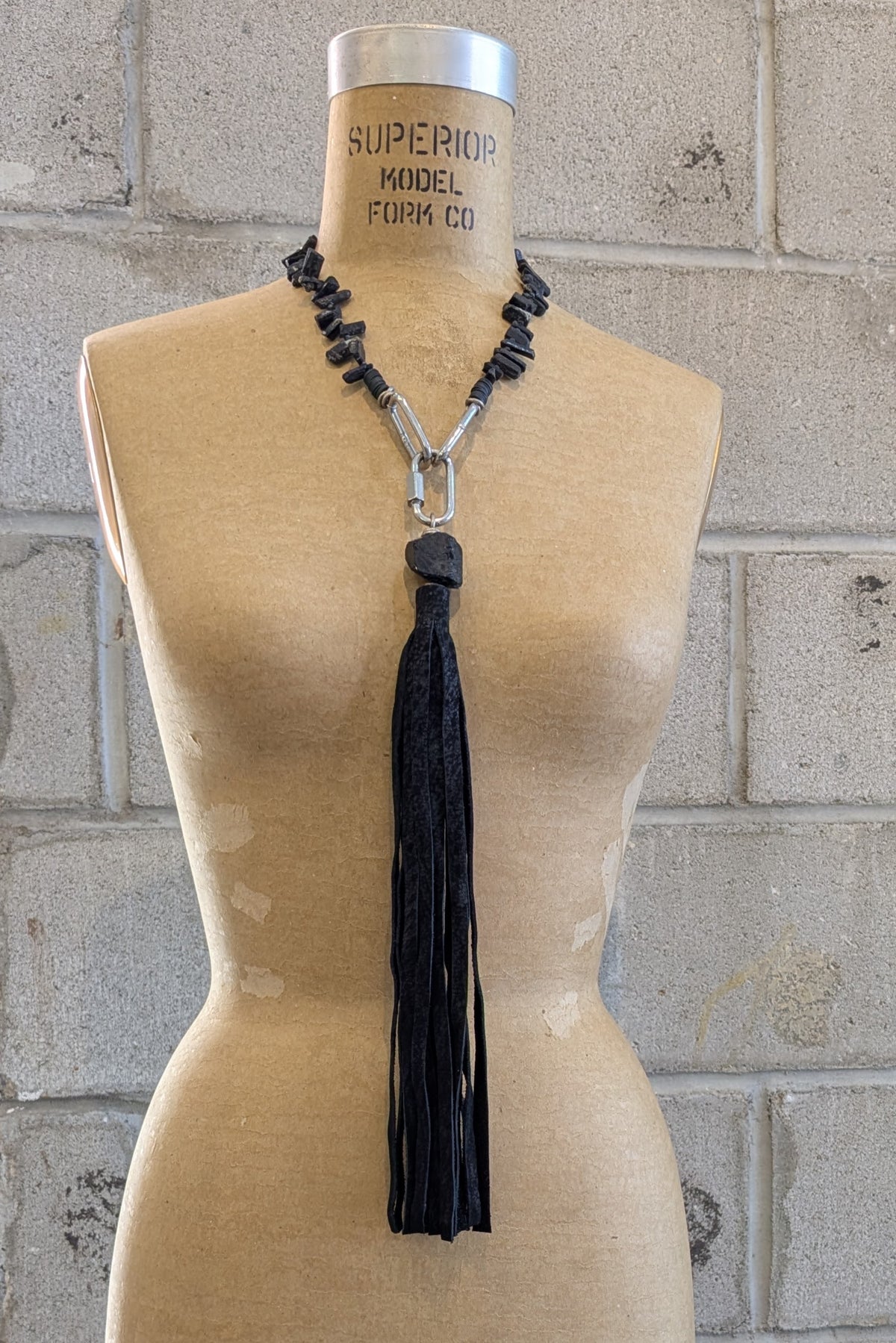 Mya Lambrecht - Tourmaline leather tassel necklace