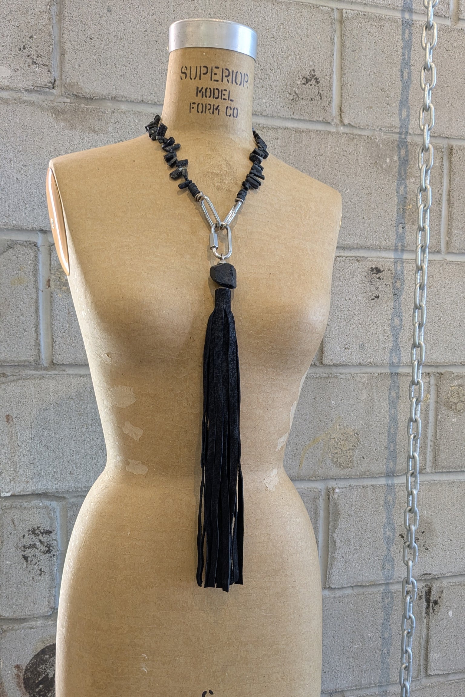 Mya Lambrecht - Tourmaline leather tassel necklace