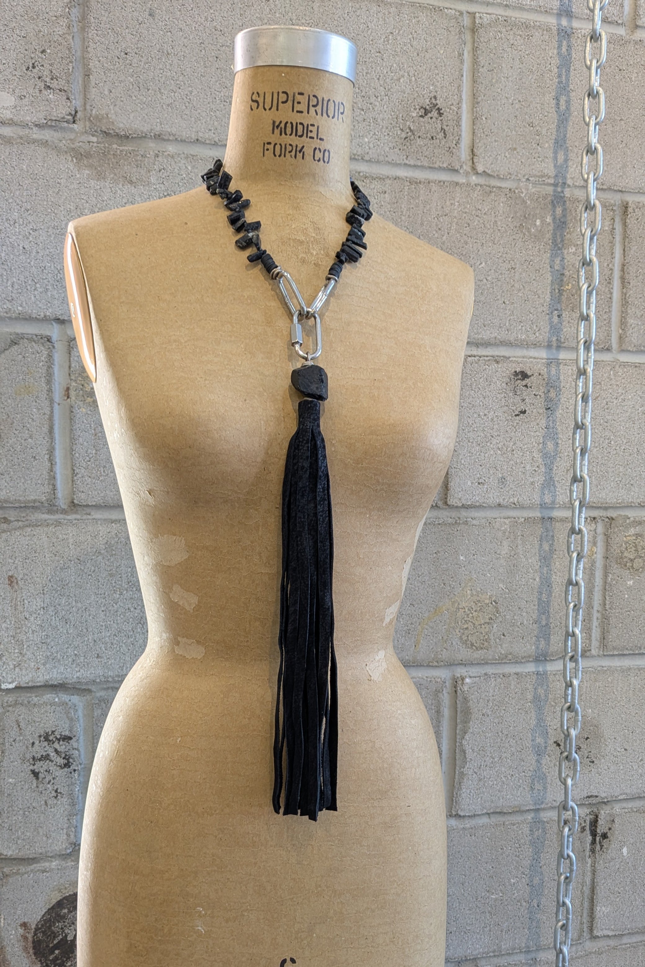 Mya Lambrecht - Tourmaline leather tassel necklace