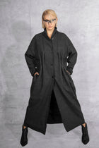NRK Long coat - Tartan Plaid - grey - cotton wool
