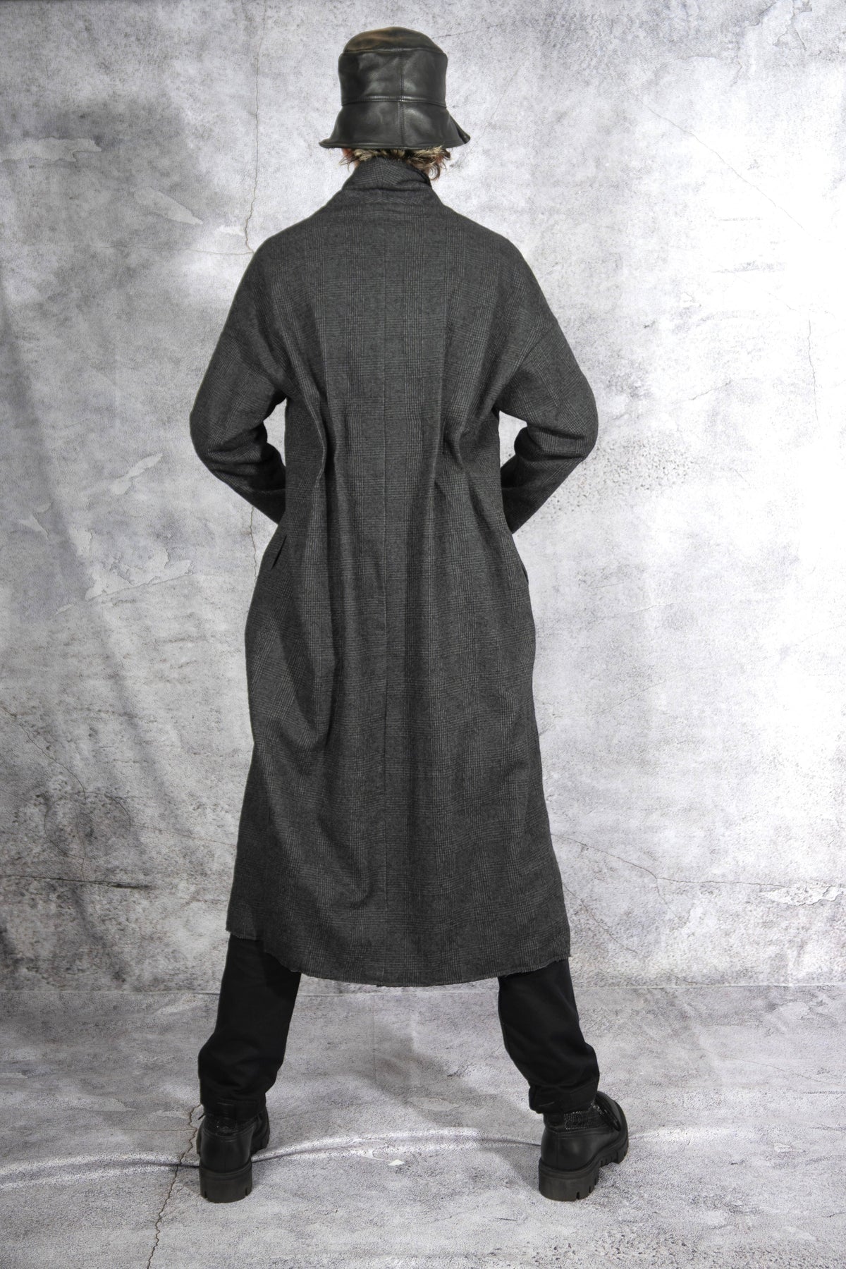 NRK Long coat - Tartan Plaid - grey - cotton wool