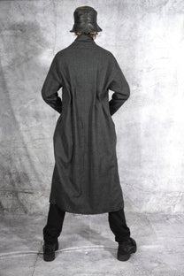 NRK Long coat - Tartan Plaid - grey - cotton wool