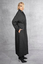 NRK Long coat - Tartan Plaid - grey - cotton wool