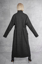 NRK Long coat - Tartan Plaid - grey - cotton wool