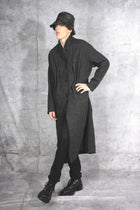NRK Long coat - Tartan Plaid - grey - cotton wool