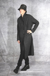 NRK Long coat - Tartan Plaid - grey - cotton wool