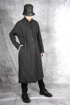 NRK Long coat - Tartan Plaid - grey - cotton wool