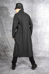 NRK Long coat - Tartan Plaid - grey - cotton wool