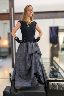 NRK Skirt - Pull on, volume, dramatic, statement, asymmetric, oversized - blue