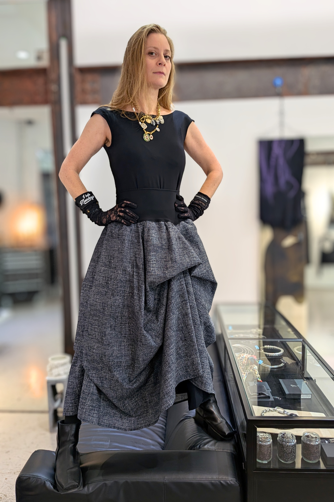 NRK Skirt - Pull on, volume, dramatic, statement, asymmetric, oversized - blue