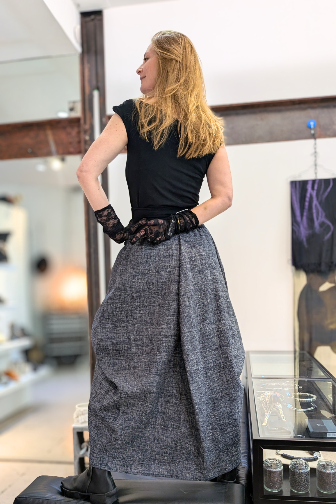 NRK Skirt - Pull on, volume, dramatic, statement, asymmetric, oversized - blue