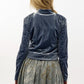 NY77 Design Blue Velvet Bomber Jacket