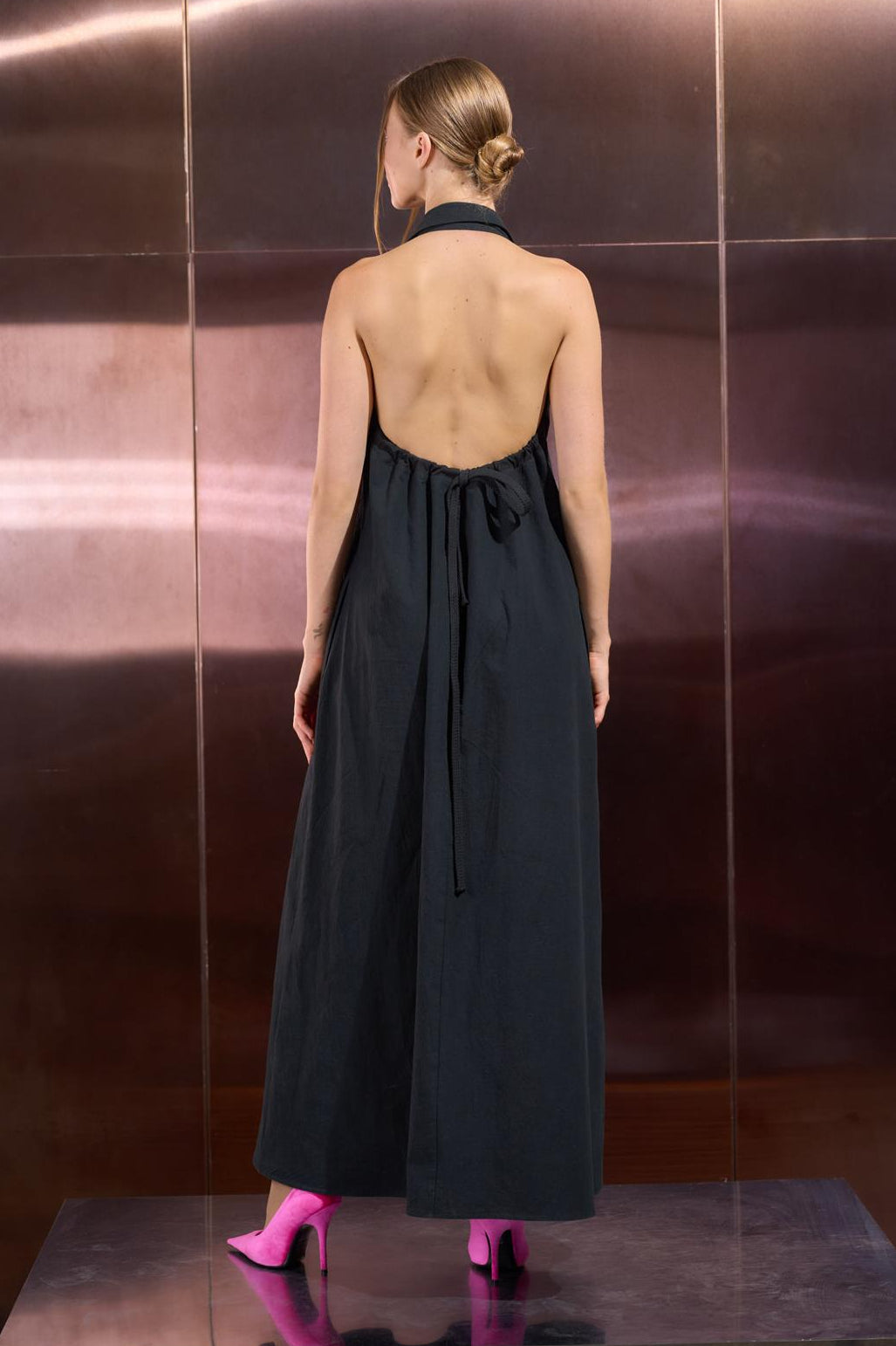 NY77 - Dress - Maxi - Halter neck - A line - Gray