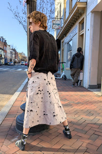 NY77 - Skirt - Denim Khaki midi - Distressed