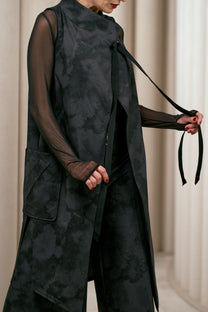 NY77 - Vest - long - abstract - grey