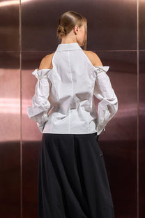 NY77 Cold shoulder white shirt