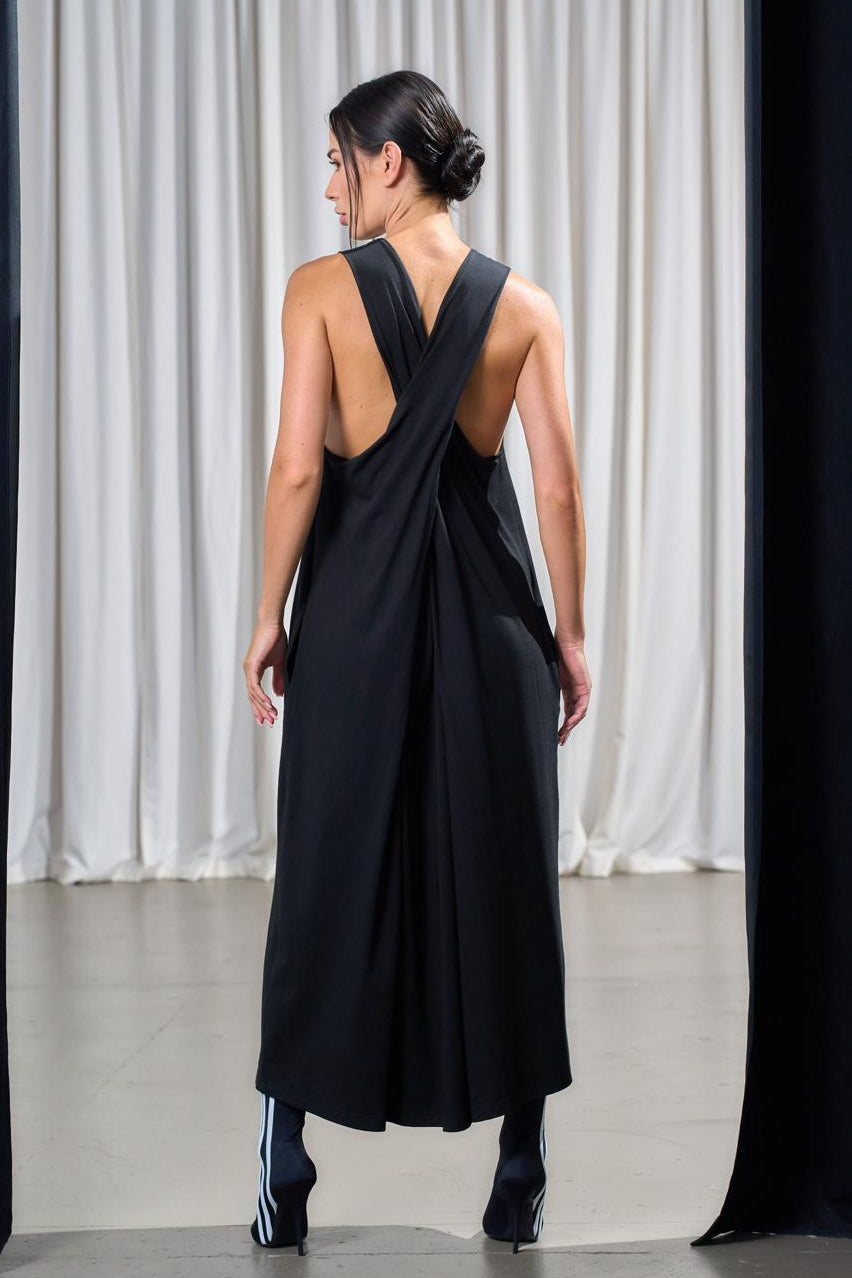 NY77 Design - Dress - Maxi - Cross straps back - Black