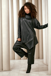 NY77 Design - Tunic - vegan faux leather - asymmetric