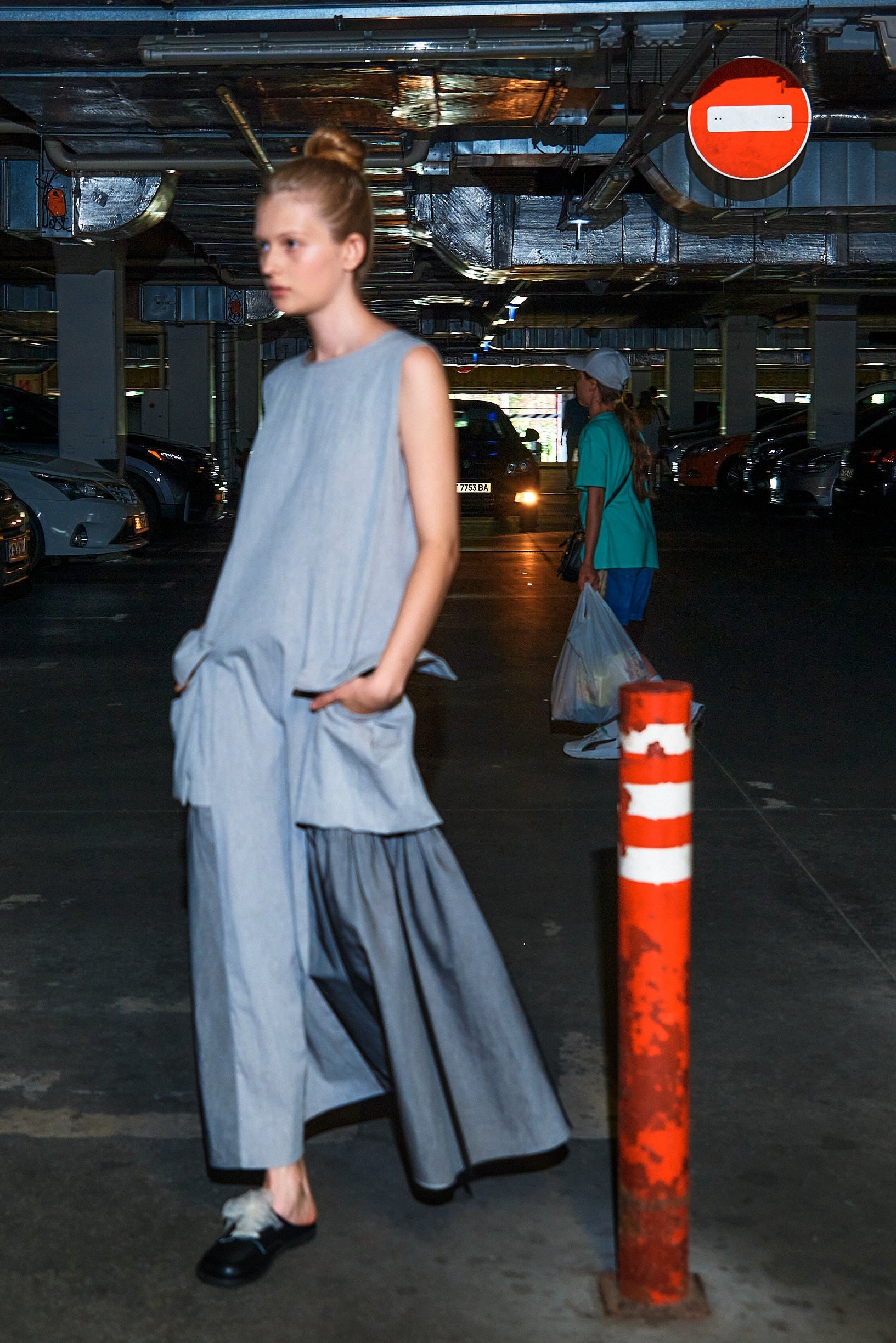 NY77 Design, grey maxi dress