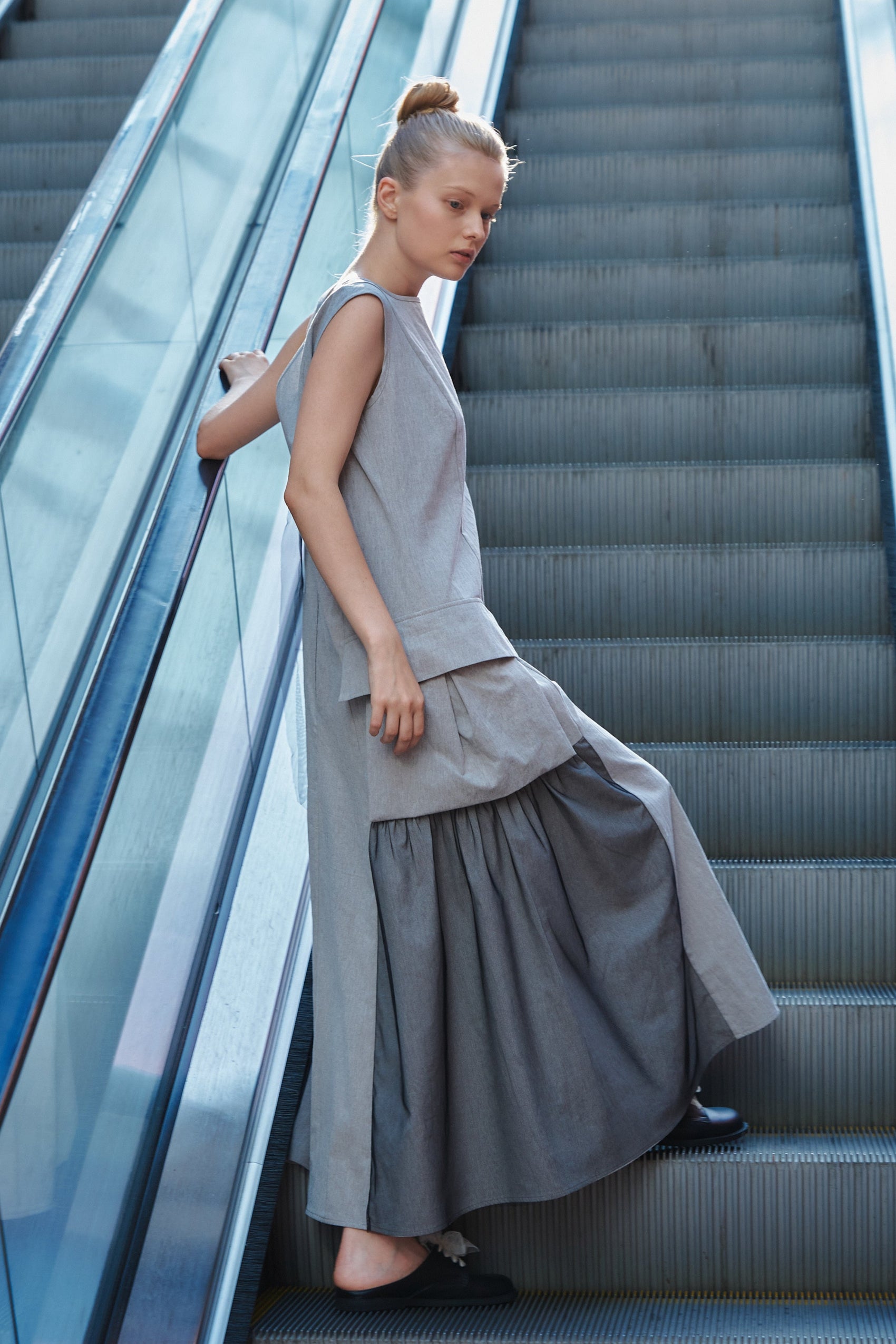NY77 Design, grey maxi dress