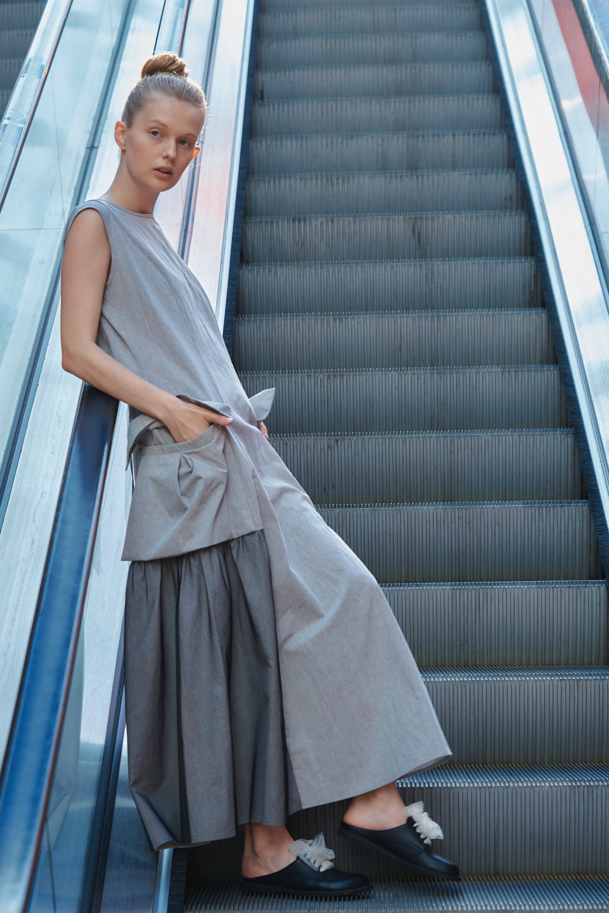NY77 Design, grey maxi dress