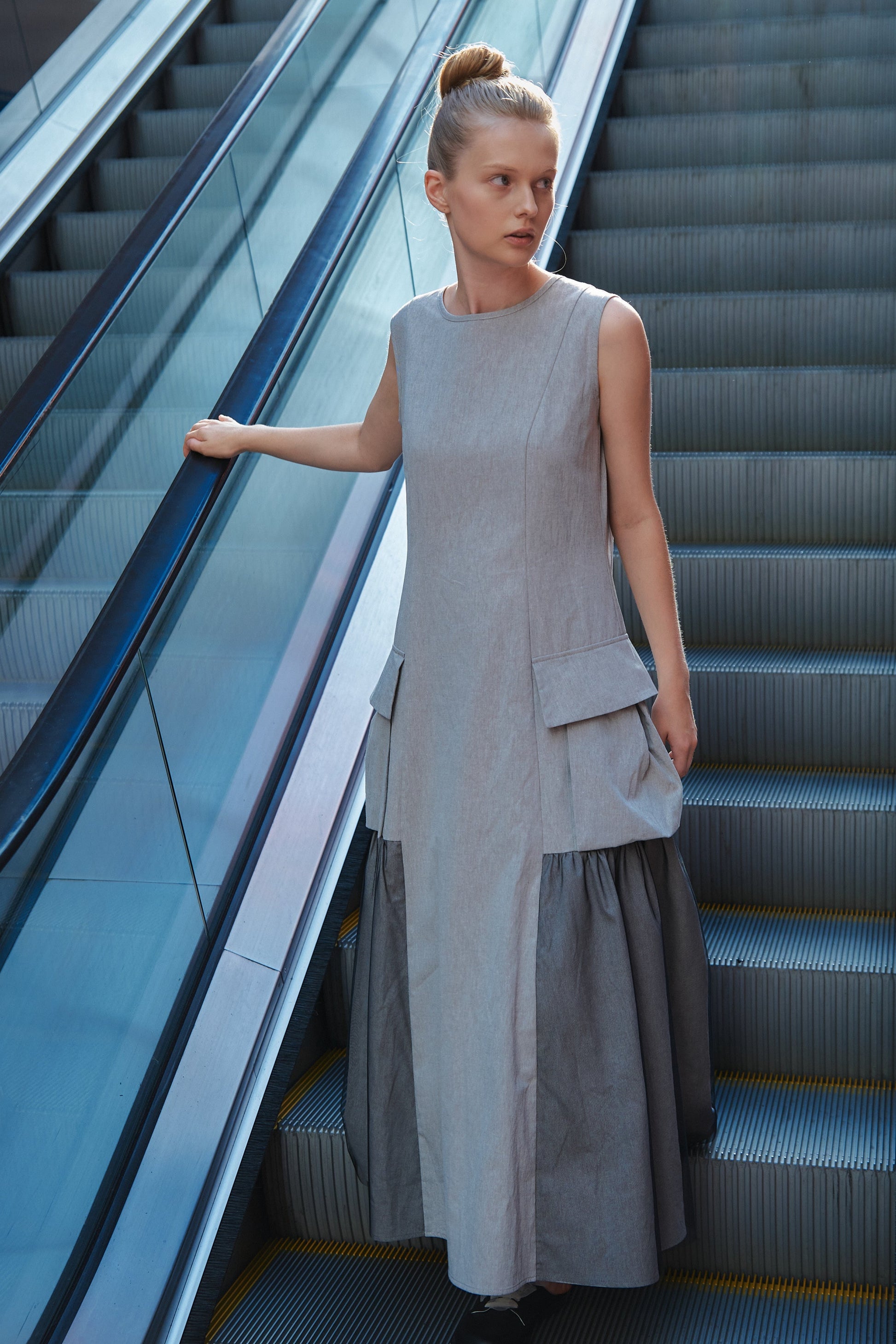 NY77 Design, grey maxi dress