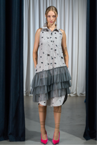 NY77 Shirt Dress Mesh Ruffle