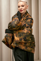 NY77 coat - puffer - light weight - abstract-mustard -