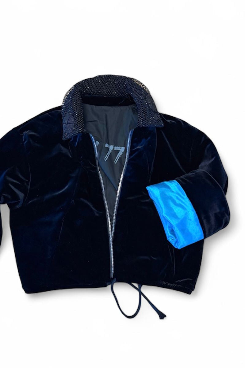 Amelia Black Velvet Bomber Jacket