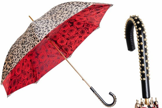 Pasotti_leopard_roses_leather_handle_umbrella