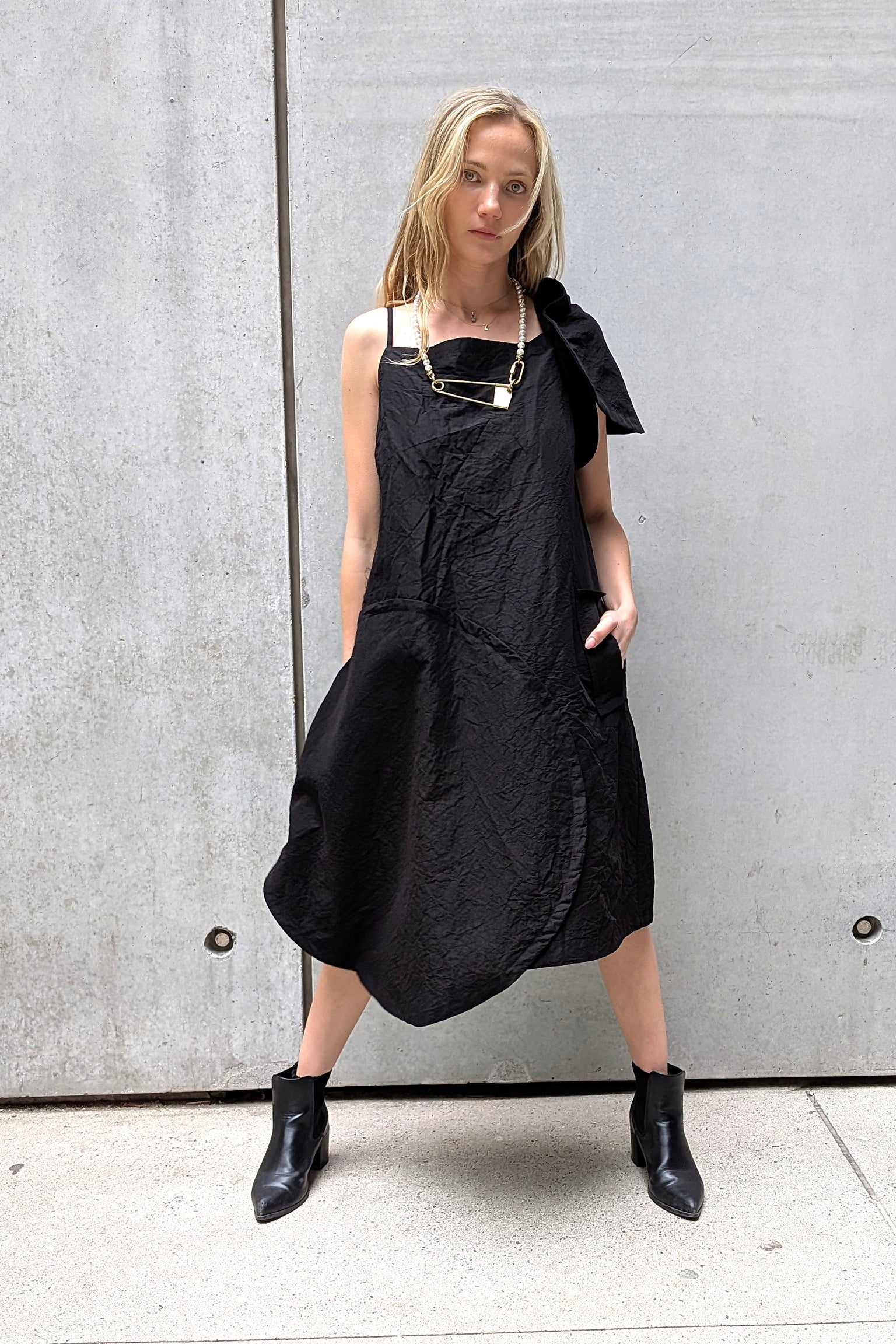 Rundholz - Dress - Architectural - Linen - Circles - Black - LiLi The First