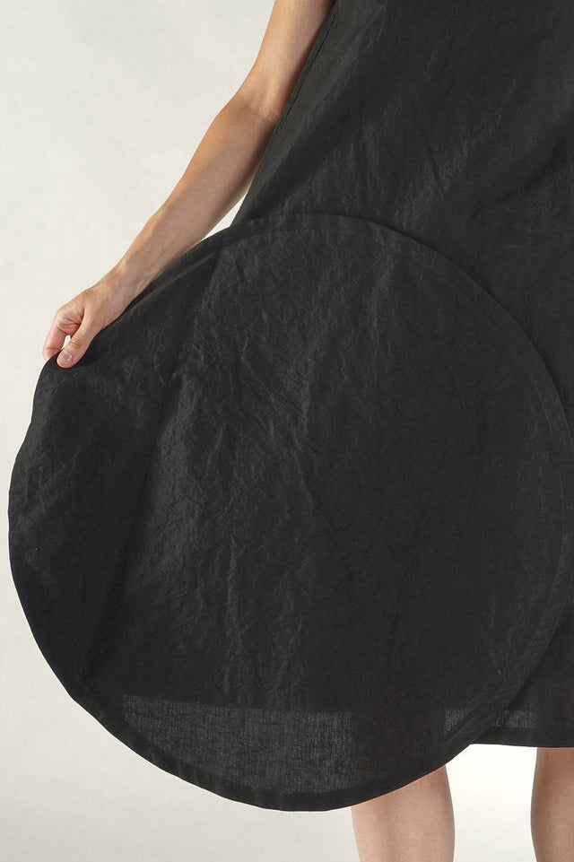 Rundholz - Dress - Architectural - Linen - Circles - Black - LiLi The First
