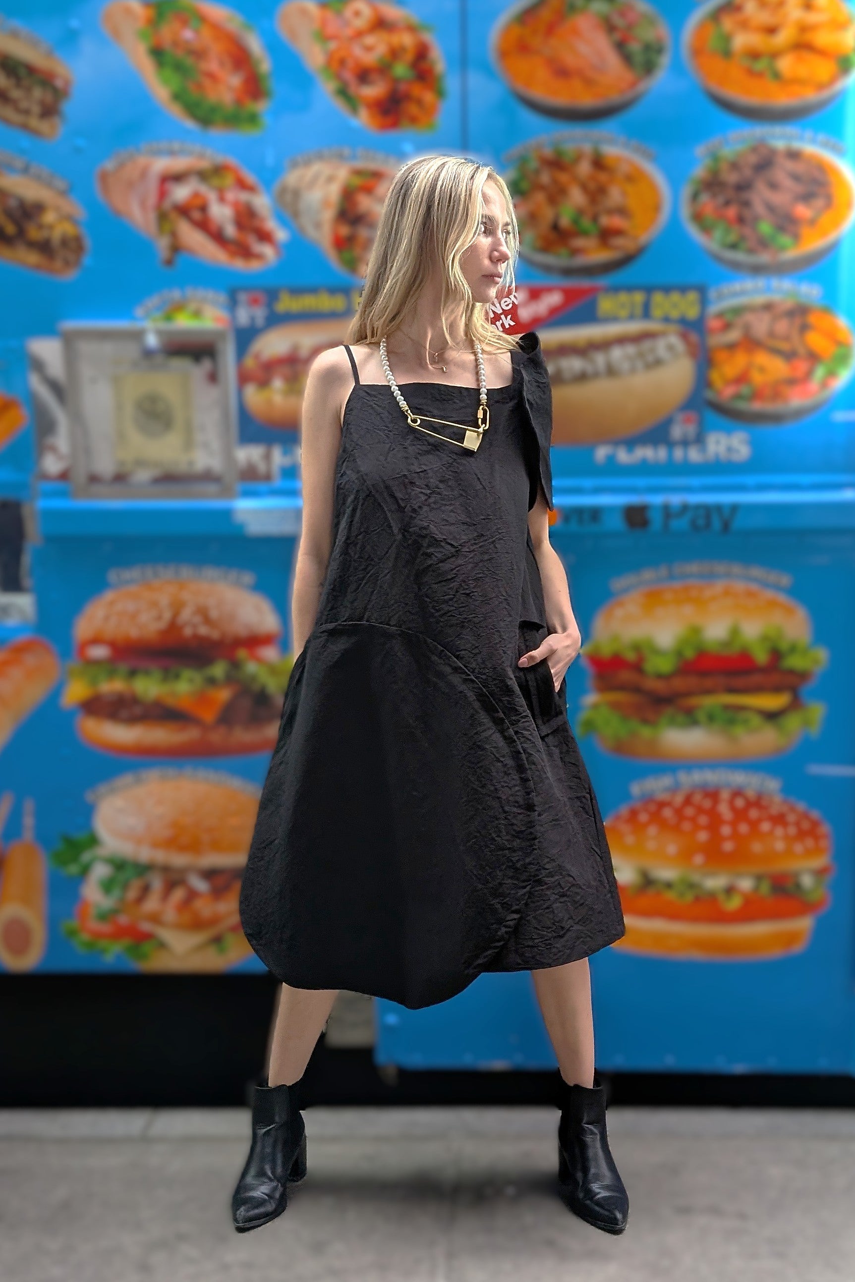 Rundholz - Dress - Architectural - Linen - Circles - Black - LiLi The First