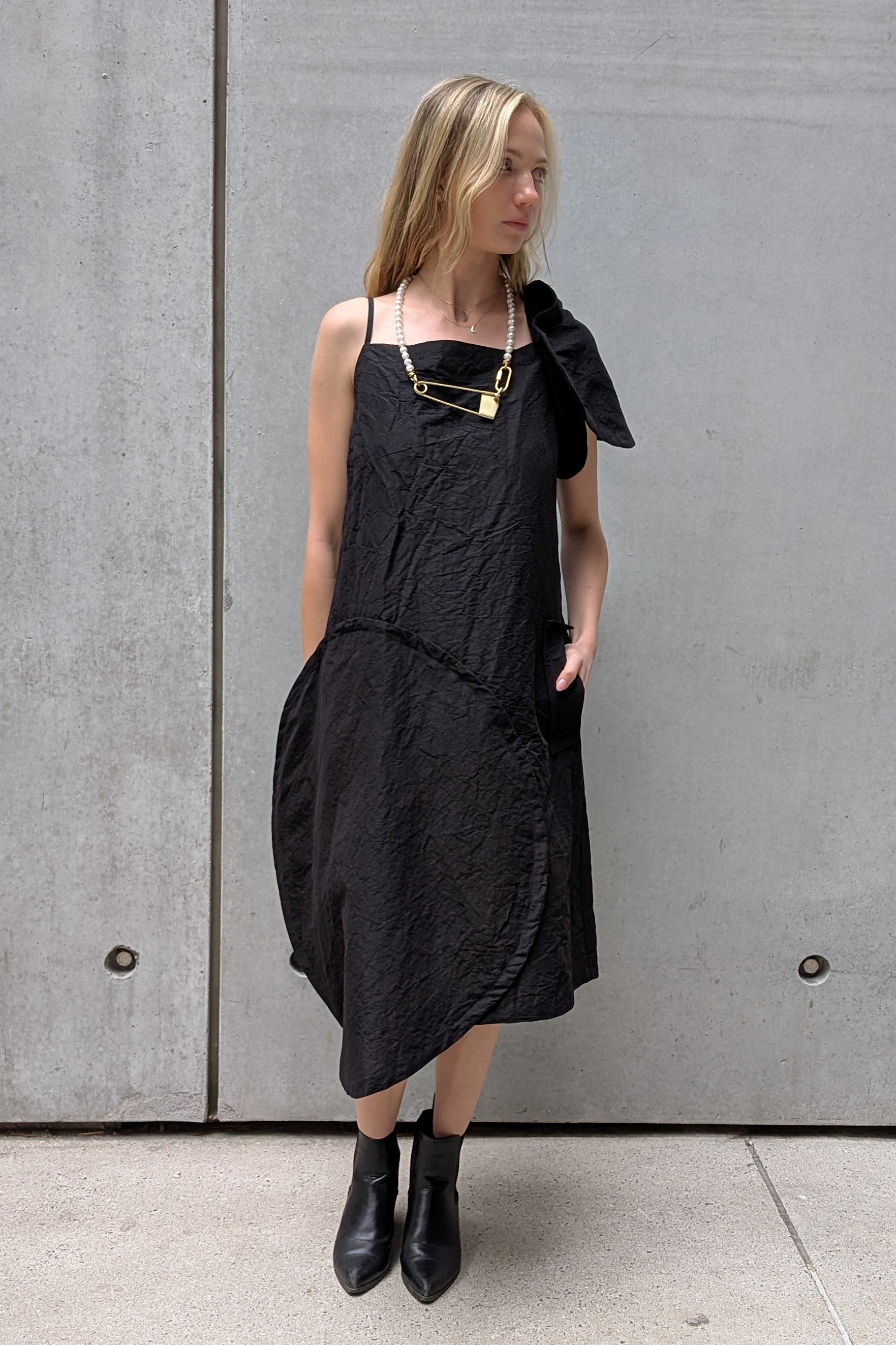 Rundholz - Dress - Architectural - Linen - Circles - Black - LiLi The First