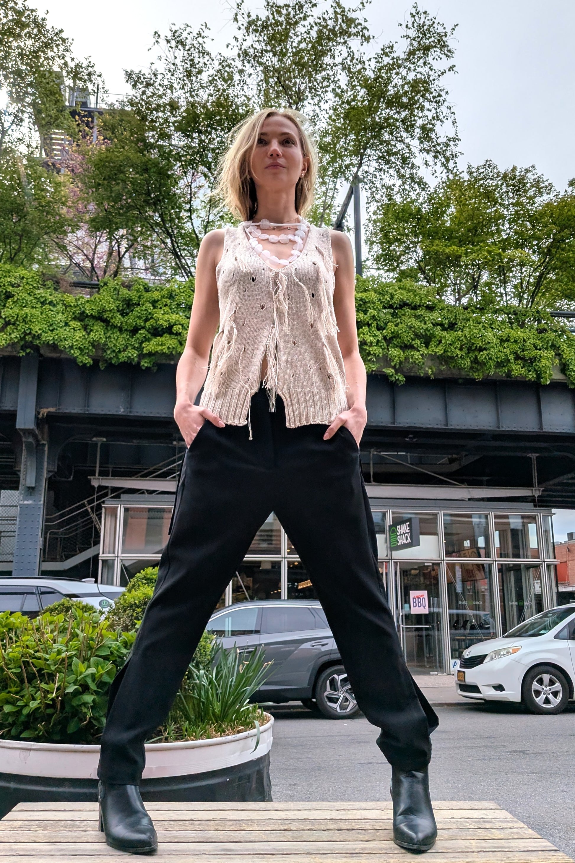 Rundholz - Pants Trousers- Ankle Slit - Black