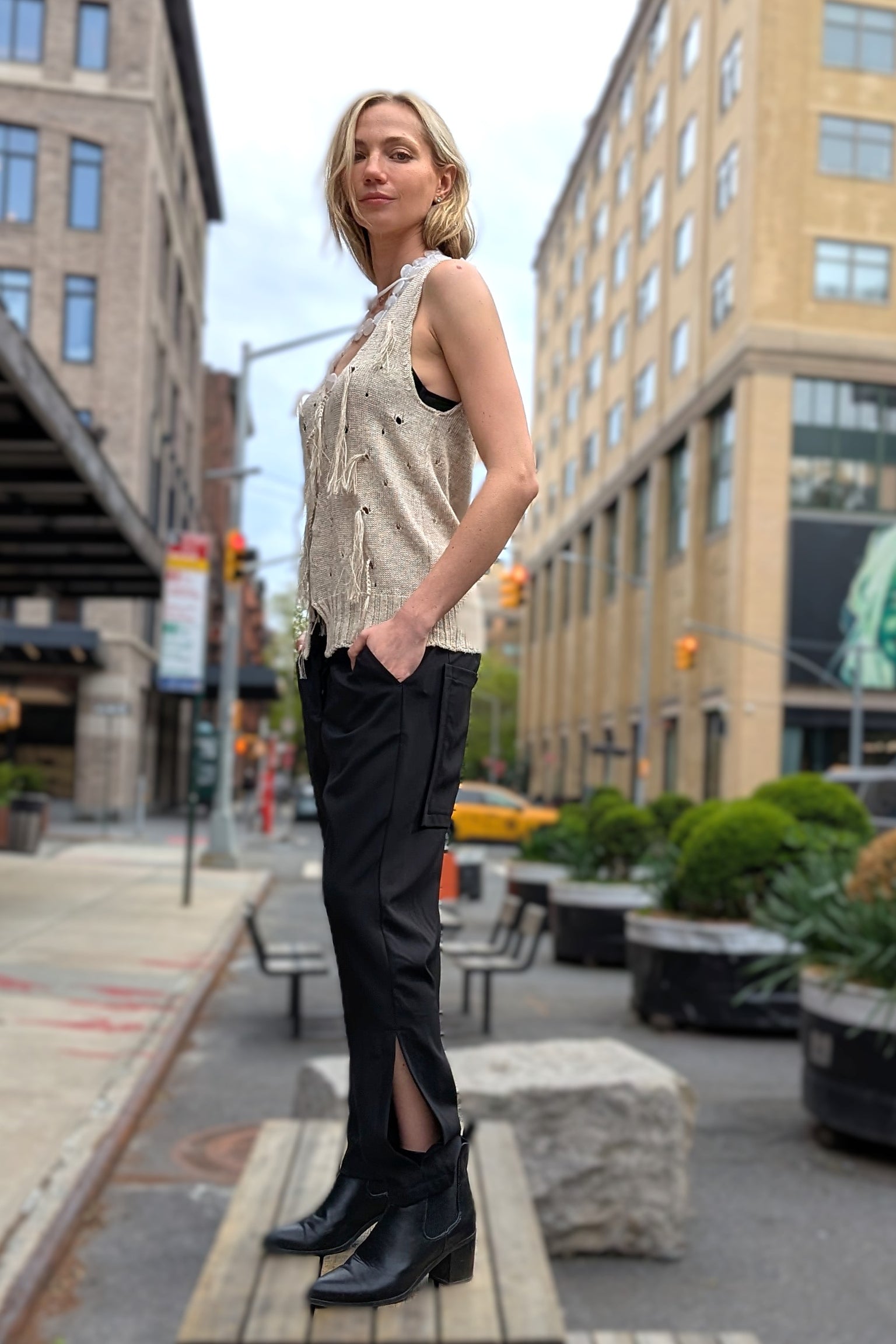 Rundholz - Pants Trousers- Ankle Slit - Black