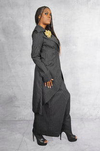 Rundholz - pants - dropped crotch - pin stripe - black