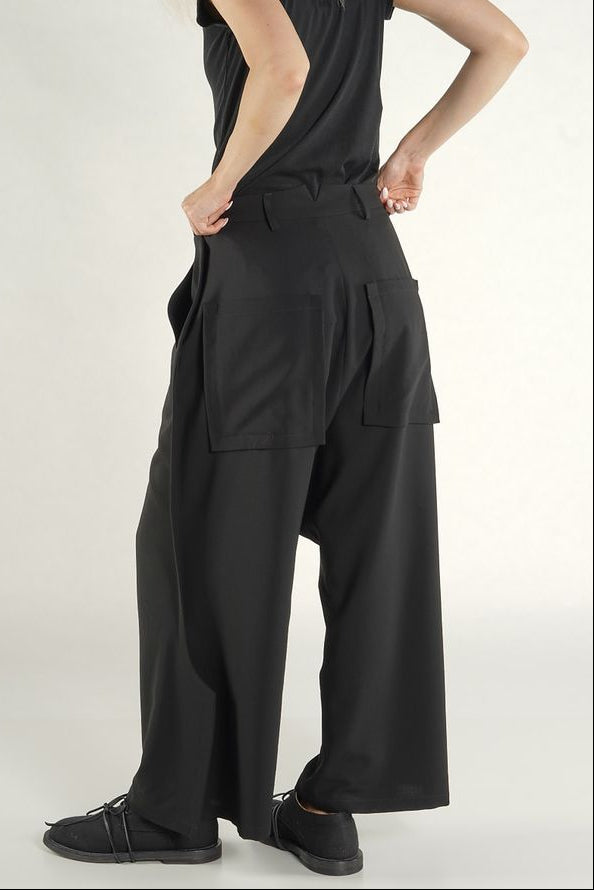 Rundholz Pants Trousers - Dropped Crotch - Virgin wool - Unisex - Black