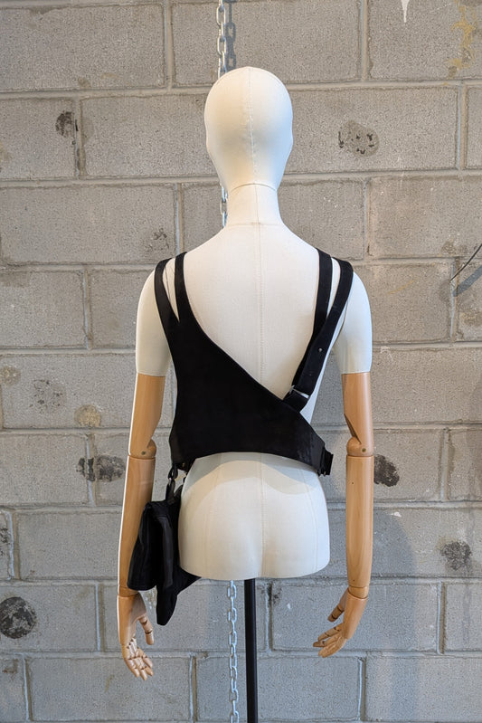 Sandrine Philippe leather harness top with a bag