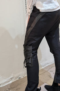 Sandrine Philippe - Pants Trousers - couture - Dropped Crotch - Linen Leather - Unisex - Made in Paris