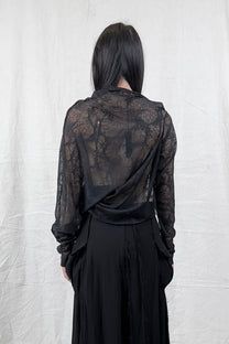 Sandrine Philippe Sheer long sleeves top - Asymmetrical deconstructed design
