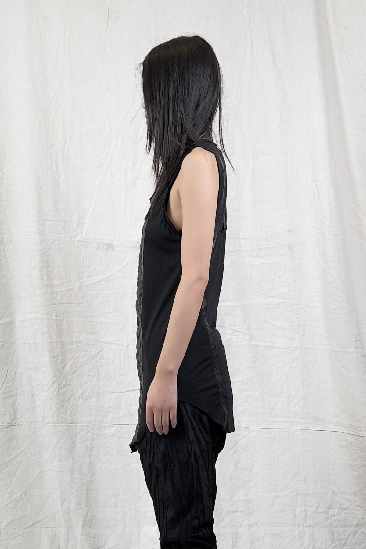Sandrine Philippe tank Top Bubble Leather Panel – Textural Experimental Design