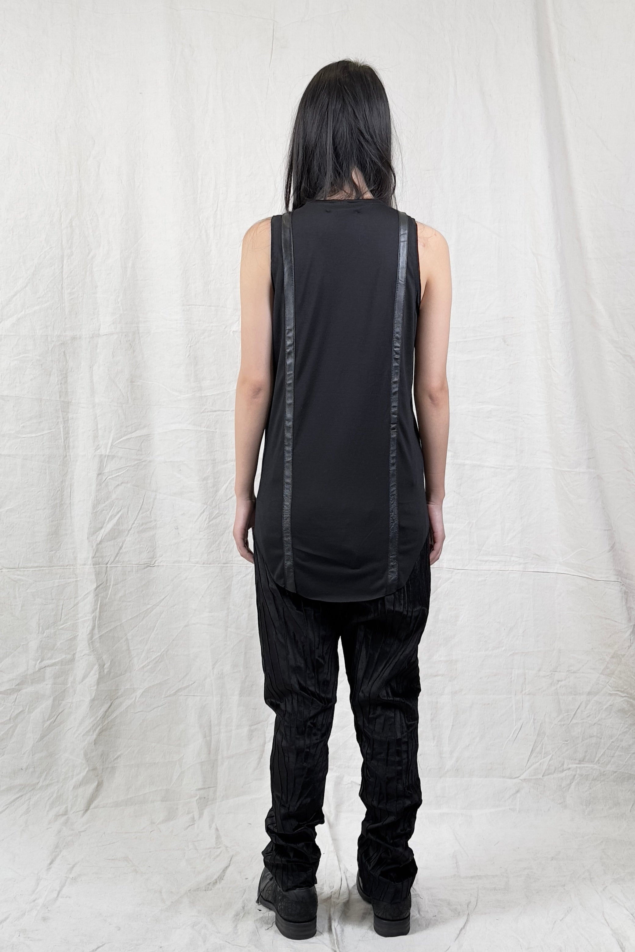 Sandrine Philippe tank Top Bubble Leather Panel – Textural Experimental Design