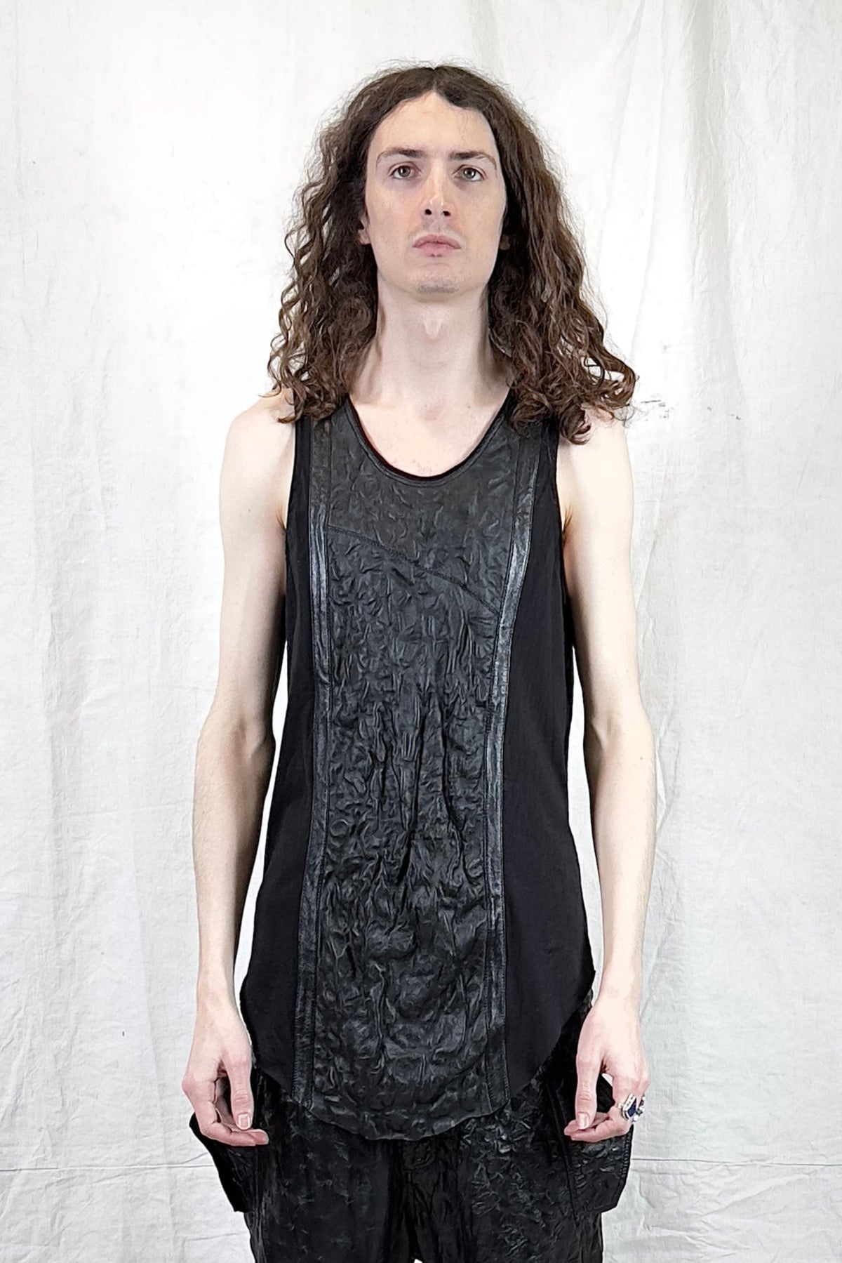 Sandrine Philippe tank Top Bubble Leather Panel – Textural Experimental Design