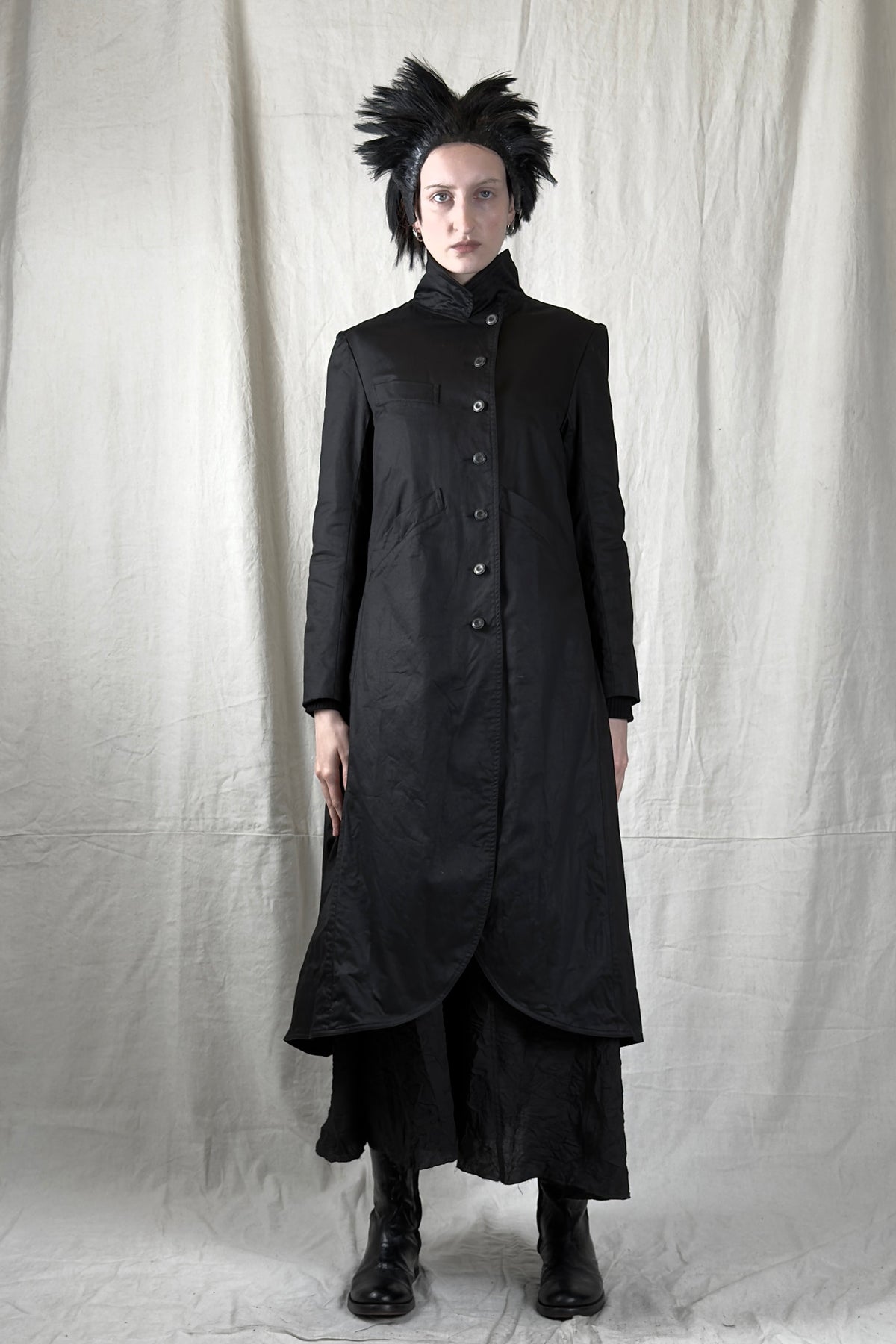 Sandrine Philippe - Coat - Cotton - Overcoat - Black Pleats