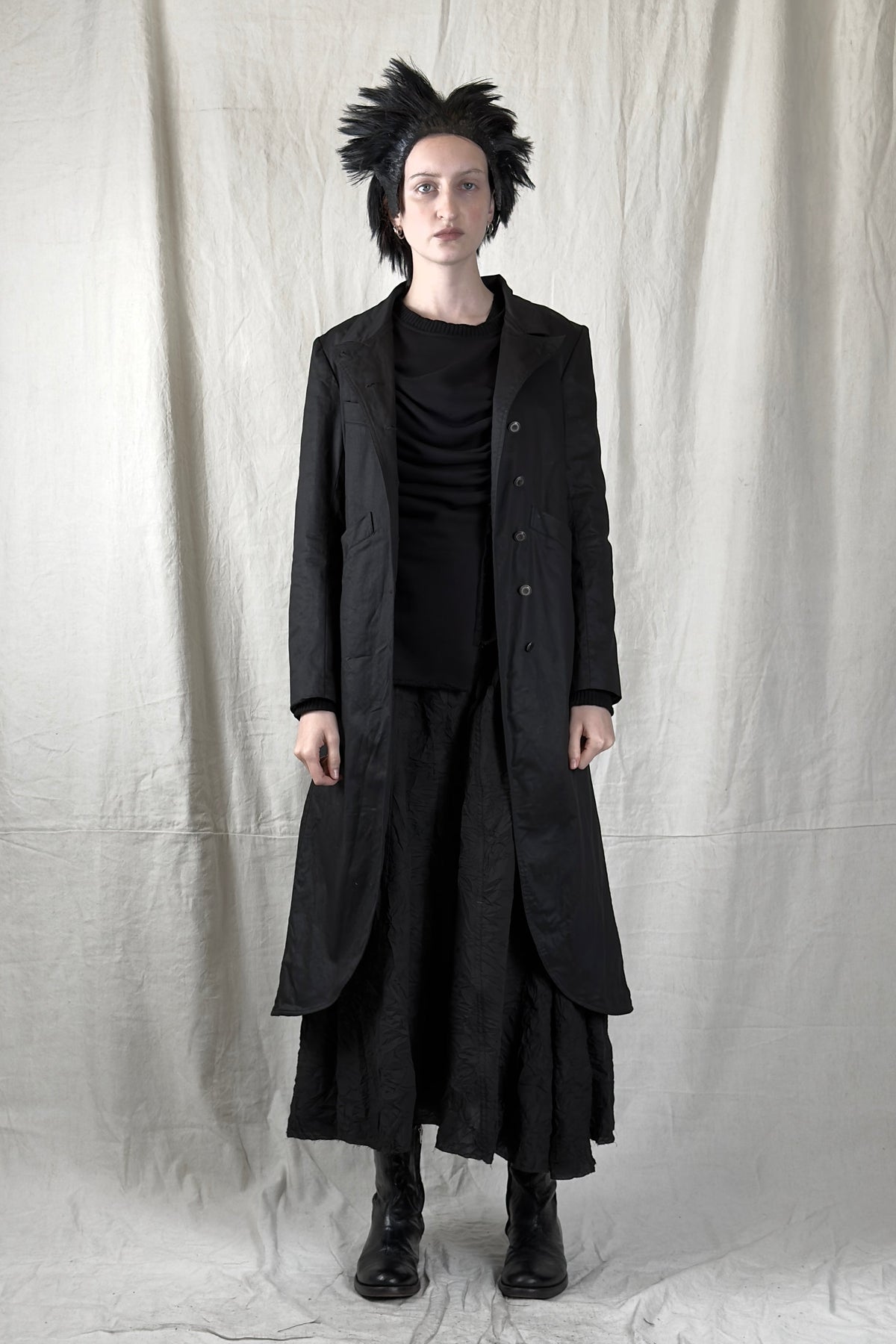Sandrine Philippe - Coat - Cotton - Overcoat - Black Pleats