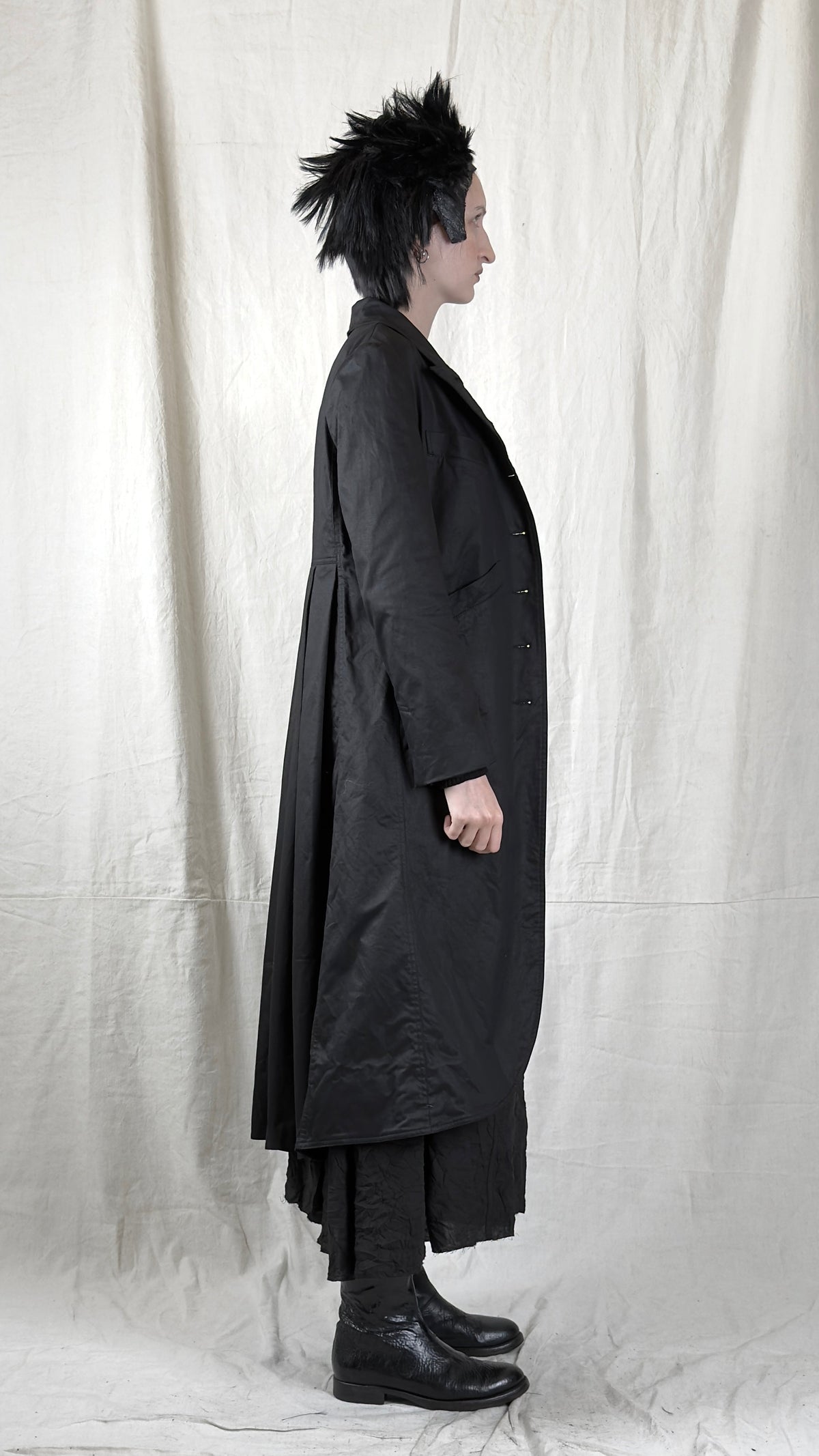 Sandrine Philippe - Coat - Cotton - Overcoat - Black Pleats