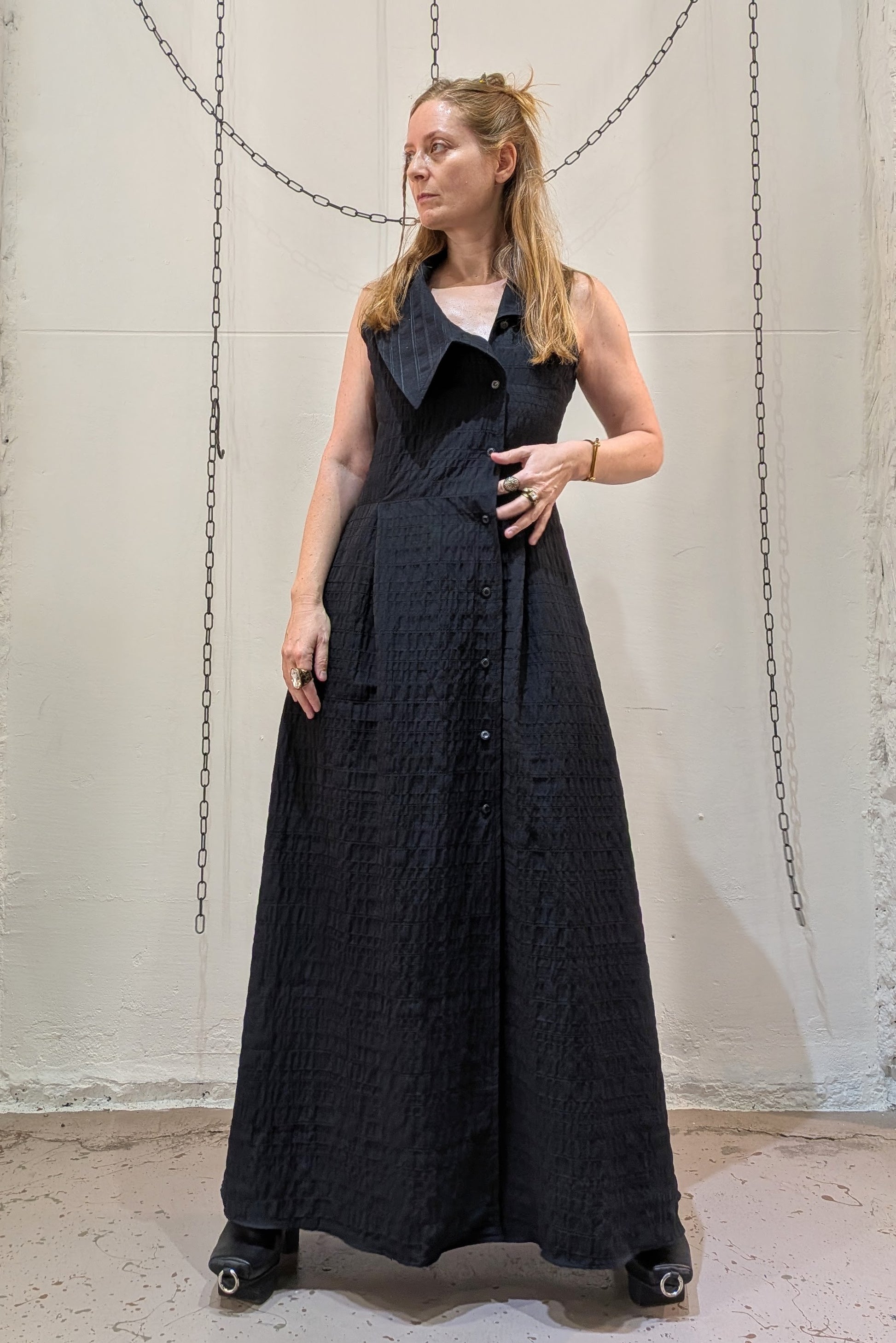 Sandrine Philippe - Dress - Maxi - Cotton - Open Back - Button down