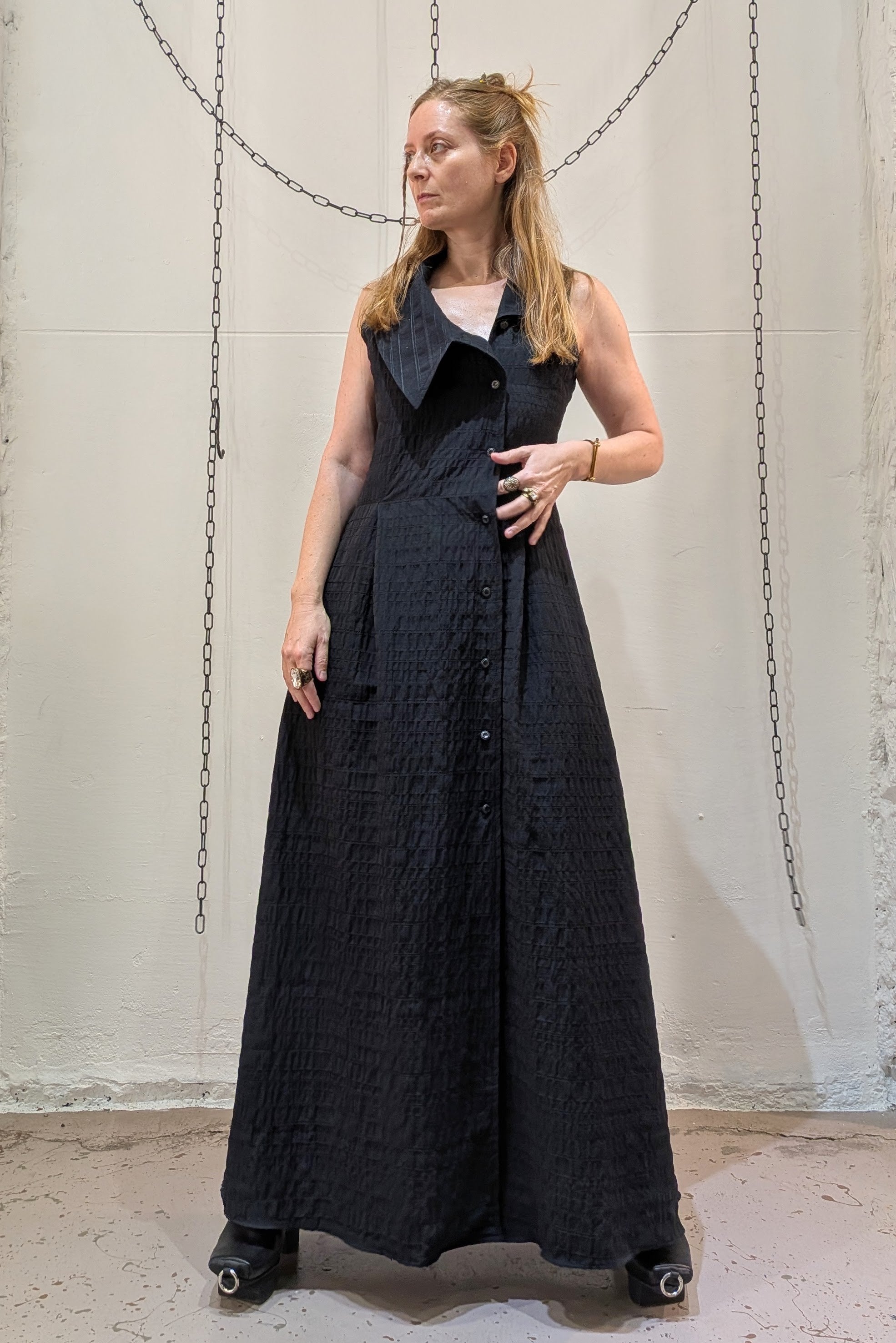 Sandrine Philippe - Dress - Maxi - Cotton - Open Back - Button down